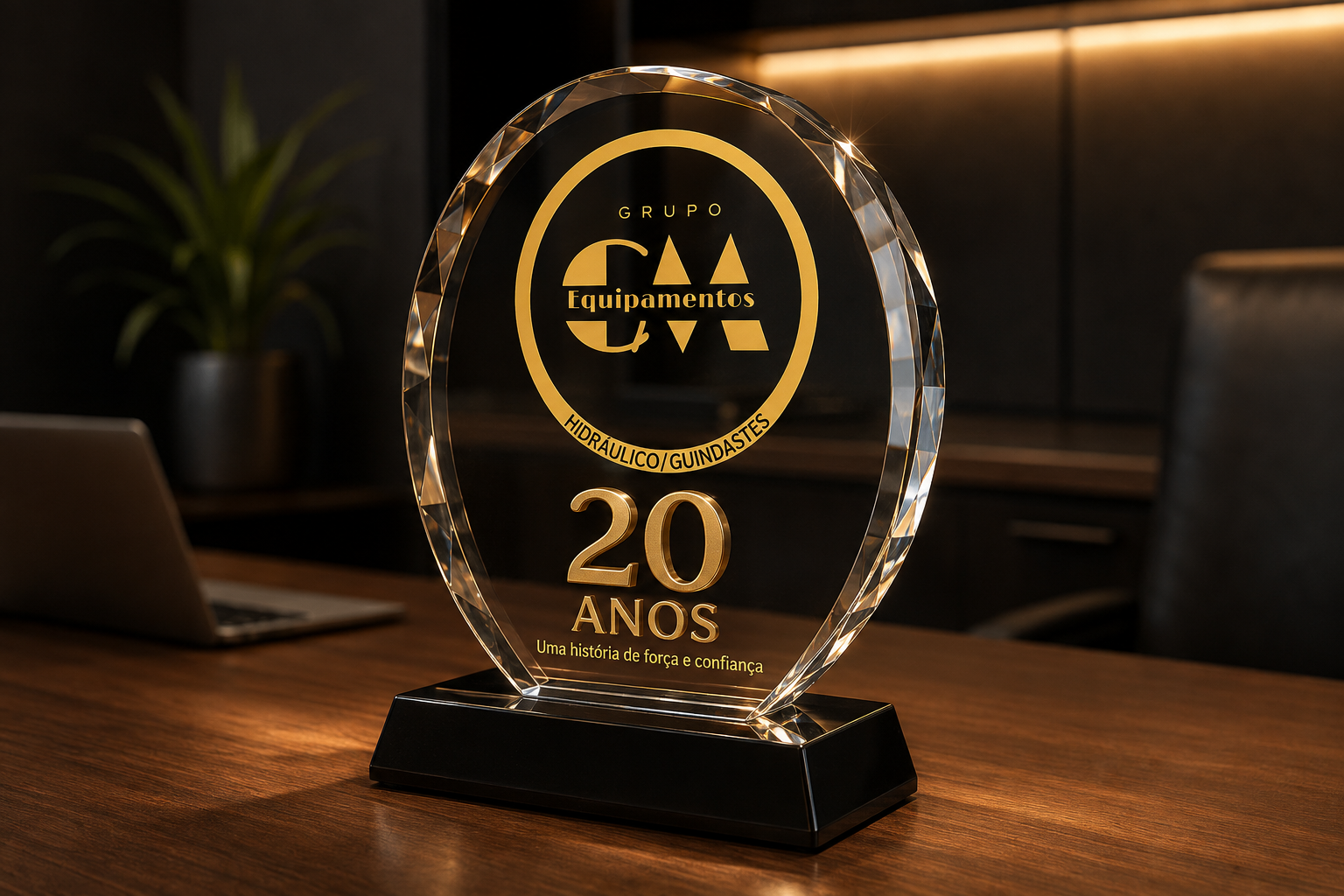 Troféu comemorativo 20 anos da CM Equipamentos